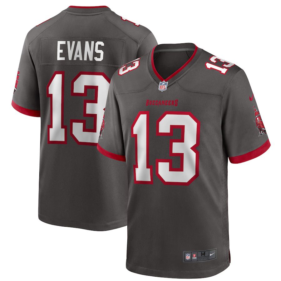 Men Tampa Bay Buccaneers #13 Mike Evans Nike Pewter Alternate Game NFL Jersey->tampa bay buccaneers->NFL Jersey